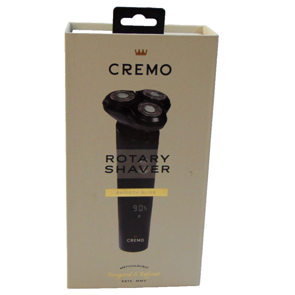 Cremo Rotary Shaver Smooth Glide 3 Head Cordless Wet Dry Electric USB-C Black
